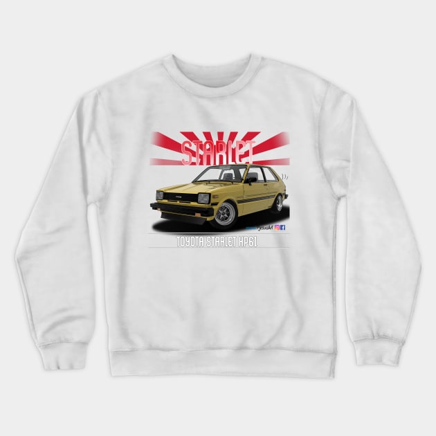 Toyota Starlet KP61 Yellow Crewneck Sweatshirt by PjesusArt